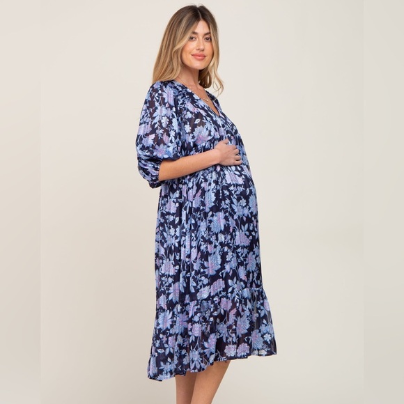 Pinkblush floral navy midi dress nwot - Picture 2 of 4